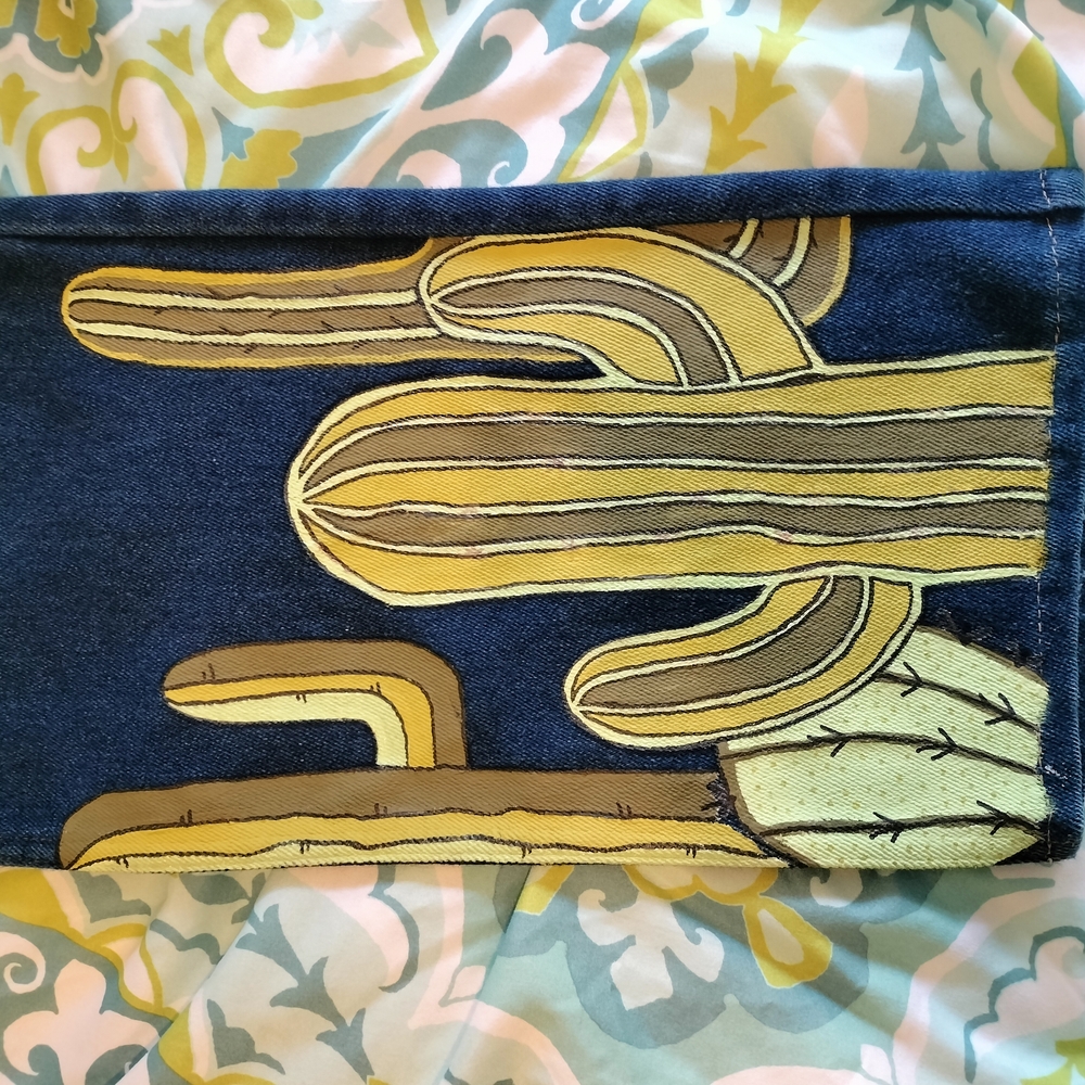 Vintage Levi's Blue Jeans with Cactus Design Men's 36x27 - Picture 4 of 12